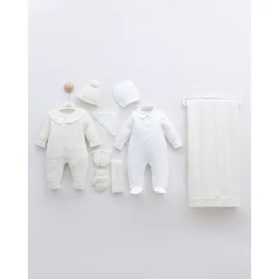 Leo King Baby Girl Newborn Set Of 7 Pieces - White 3410/4 0-3 luni