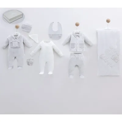 Leo King Baby Boy Newborn Set Of 10 Pieces - Grey 3517 0-3 luni