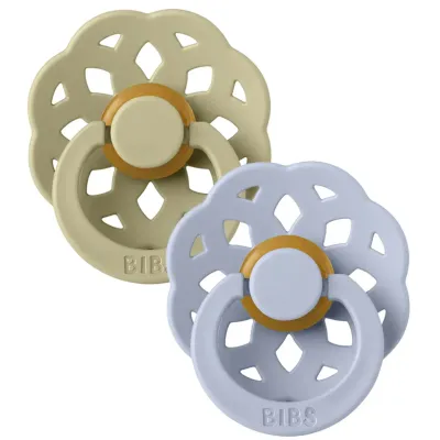 Set 2 suzete rotunde din latex BIBS Boheme Khaki/Dusty Blue (6-18 luni) foto