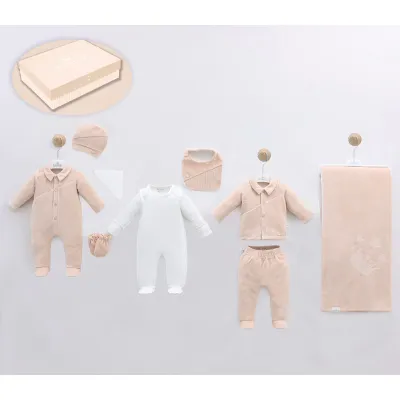Leo King Baby Boy Newborn Set Of 10 Pieces - Beige 3515 0-3 luni