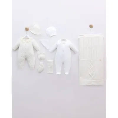 Leo King Baby Girl Newborn Set Of 7 Pieces - White 3448 0-3 luni