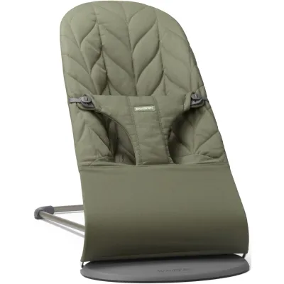 Balansoar BabyBjorn Bliss Dark Green cu aspect delicat de petala, Bumbac