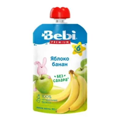 bebi premium piure mere-banana (6 m+) 90 gr.