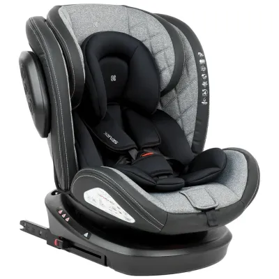 Scaun auto rotativ cu isofix KikkaBoo Stark Light Grey 0-36 kg foto