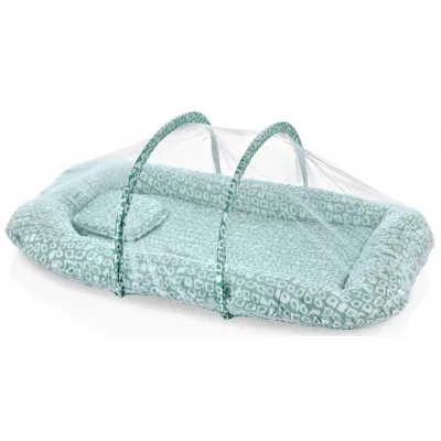 Saltea reductor BabyNest cu pernuta si plasa insecte BabyJem Sleep Safe Verde foto