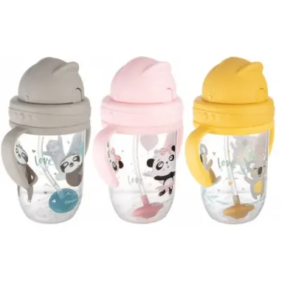 canpol 56/606 cana anti-varsare cu tub din silicon si greutate "exotic animals" 270 ml. (6m+)