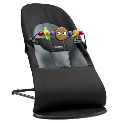 Balansoar BabyBjorn Balance Soft Black/ Grey, Bumbac cu bara de jucarii foto