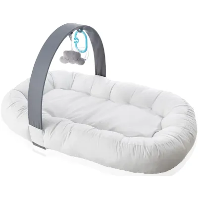 Babynest cu bara de jucarii BabyJem My First Bed Gri foto