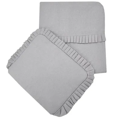 Set pentru carucior si pat cu dantela FEEDO Light Grey, 30x35, 85x75 cm foto