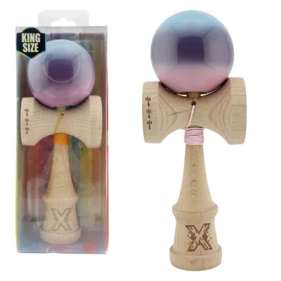 "Kendama Flippy X Original", профессиональная, 7 х 6 х 18 см, веревка 55 см, большие чаши, розово-фиолетовый градиент