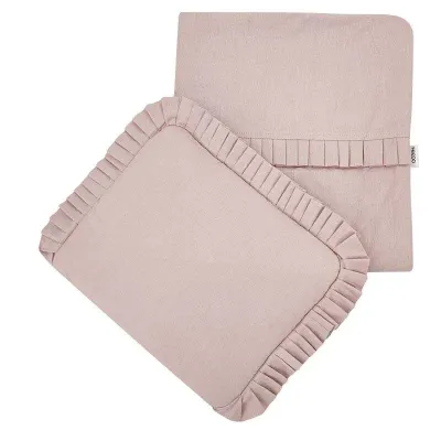 Set pentru carucior si pat cu dantela FEEDO Pastel Pink, 30x35, 85x75 cm foto