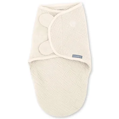 Sistem de infasare Ingenuity Swaddle Me Cream din muselina (0-3 luni)
