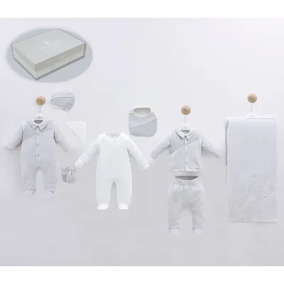 Leo King Baby Boy Newborn Set Of 10 Pieces - L.Grey 3515 0-3 luni