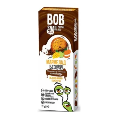 bob snail marmelada naturala "mere-mango-dovleac-chia"  în ciocolată cu lapte belgiană (27 gr.)