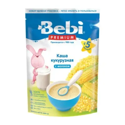 bebi premium terci de porumb cu lapte (5 m+) 200 gr.