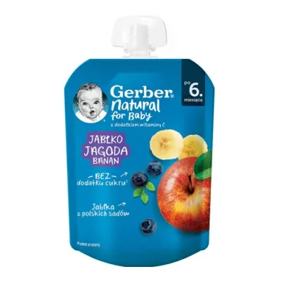 gerber piure "mere-afine-banana" (6 m +) 80 gr.