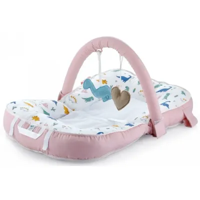 Saltea multifunctionala BabyJem Sit and Play Roz cu bara de jucarii foto