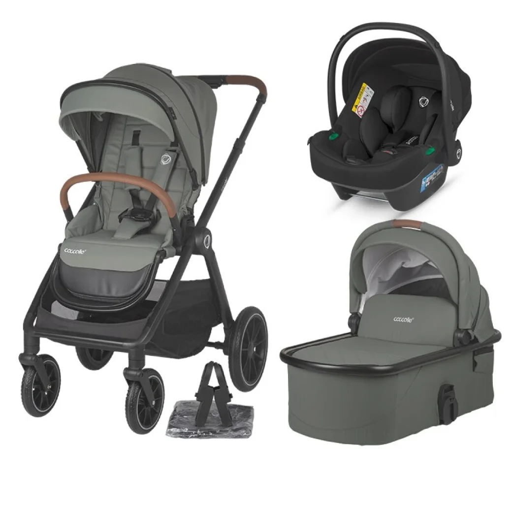 Carucior modular 3in1 Coccolle Aspen Moss green cu Scoica auto iSize Coccolle Rilax Greystone