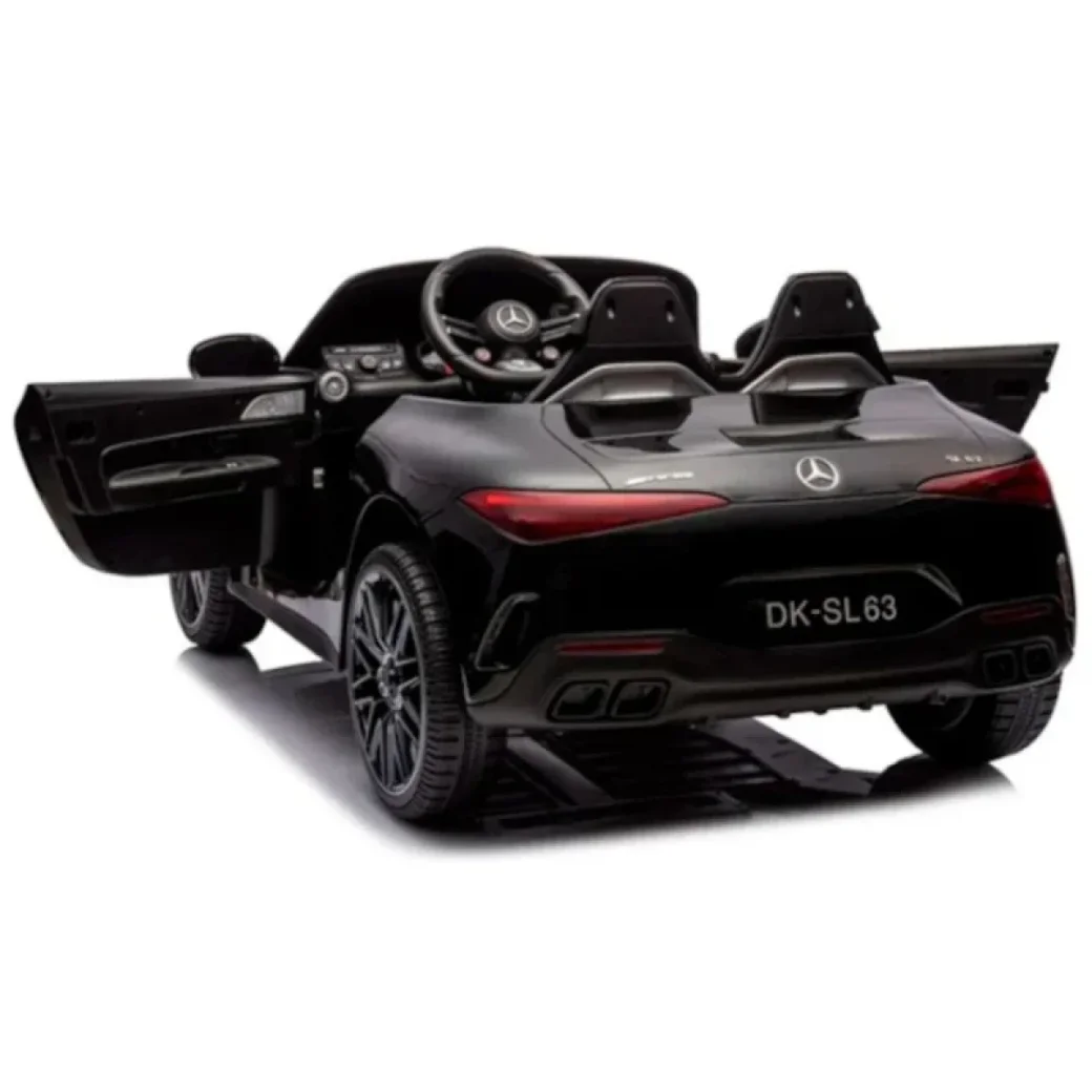 Mașină electrică pentru copii Mercedes-Benz SL63 cu telecomandă, roți EVA, scaun piele, 12V, negru