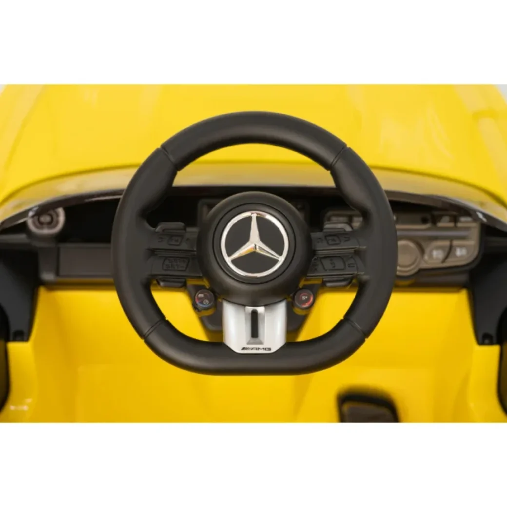 Mașină electrică pentru copii Mercedes-Benz AMG CLE 53 cu telecomandă, roți EVA, 12V galben