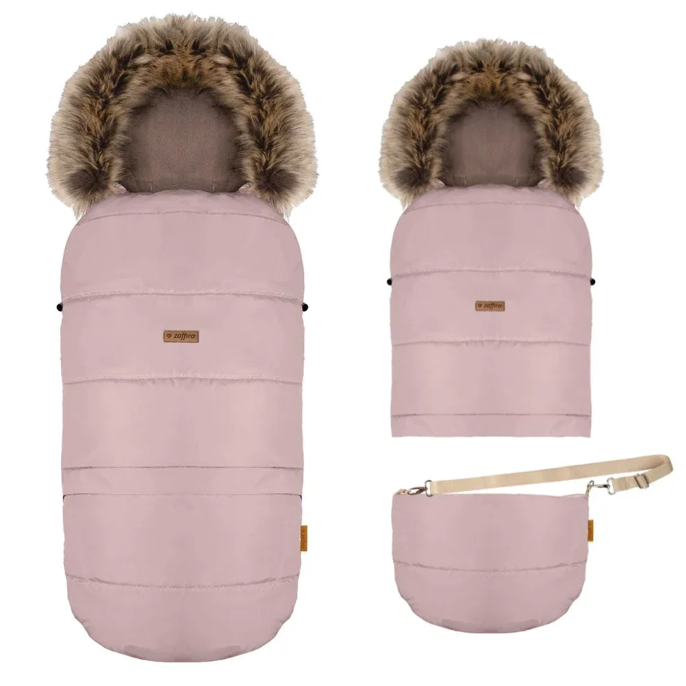 ZAFFIRO HUSA CARUCIOR IARNA + GEANTA GrowUP 4.0 - Beige Plush + Rose