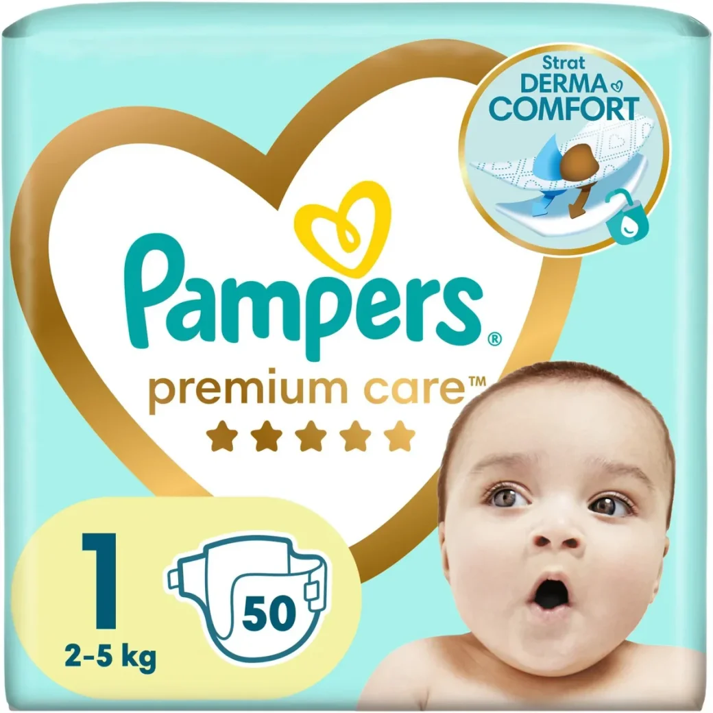 Scutece Pampers Premium Care 1 (2-5 kg), 50 buc.