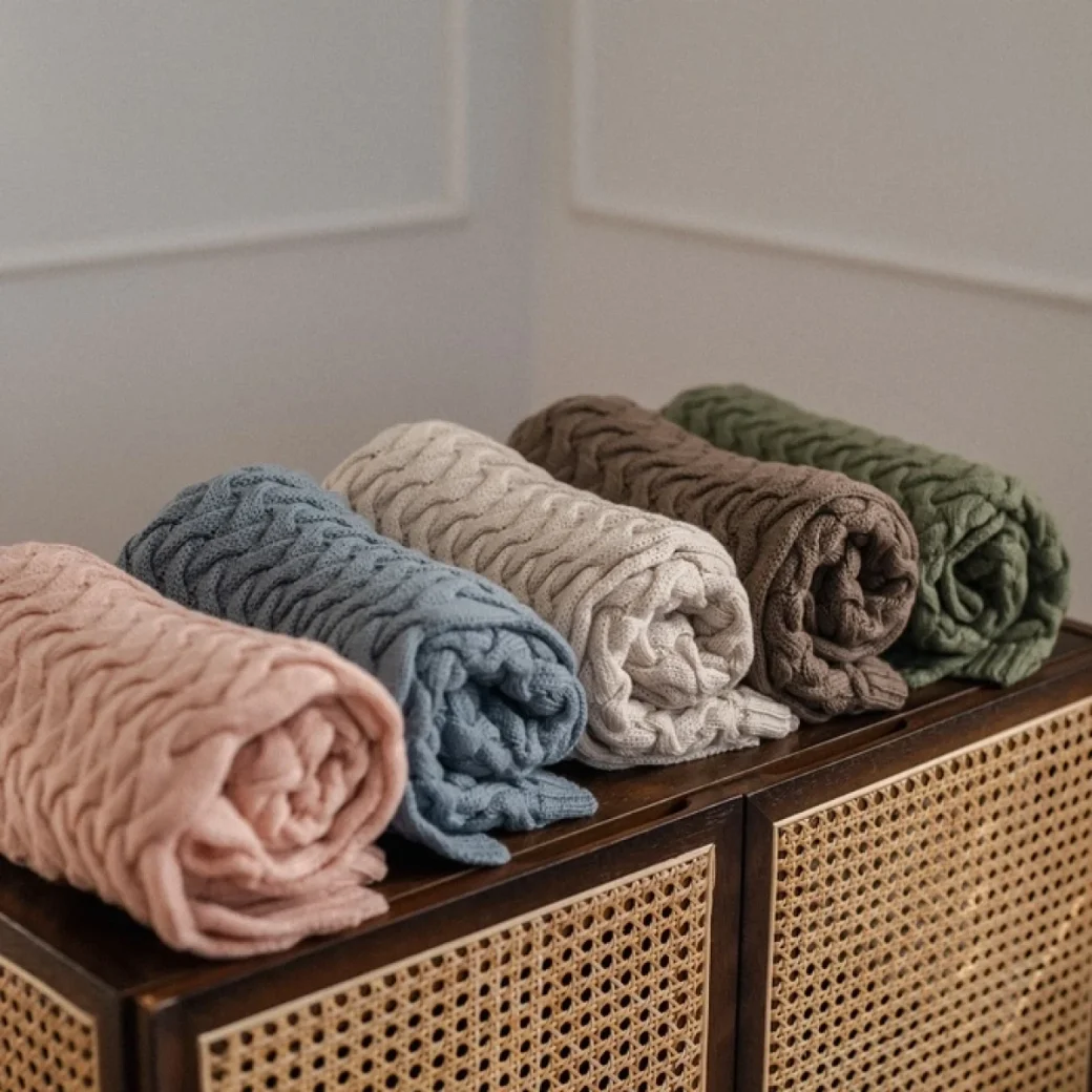 La Millou Вязаное одеяло 100% MERINO WARM — STONED SAND