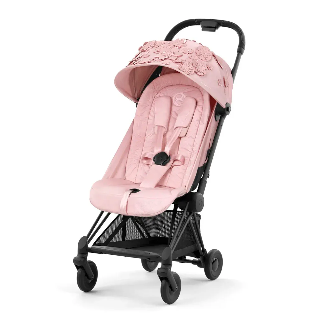 Cybex Coya – Simply Flowers Pink cadru matt black