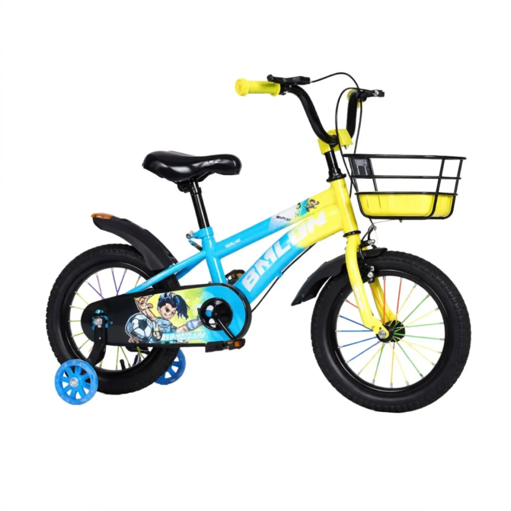 Bicicletă pentru copii cu două roți, roți ajutătoare și coș frontal (12–20")