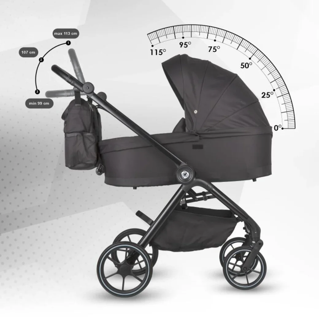 Коляска модульная 3в1 Coccolle Serry Jet black + автокресло iSize Coccolle Knox Greystone