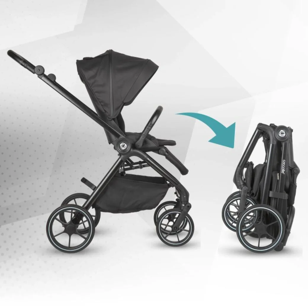 Коляска модульная 3в1 Coccolle Serry Jet black + автокресло iSize Coccolle Knox Greystone