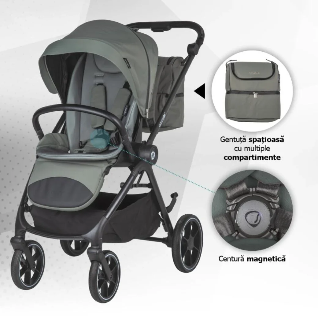 Коляска модульная 3в1 Coccolle Serry Moss green + автокресло iSize Coccolle Knox Greystone