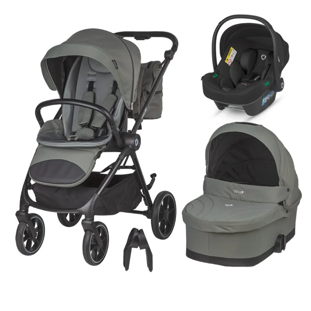 Коляска модульная 3в1 Coccolle Serry Moss green + автокресло iSize Coccolle Knox Greystone