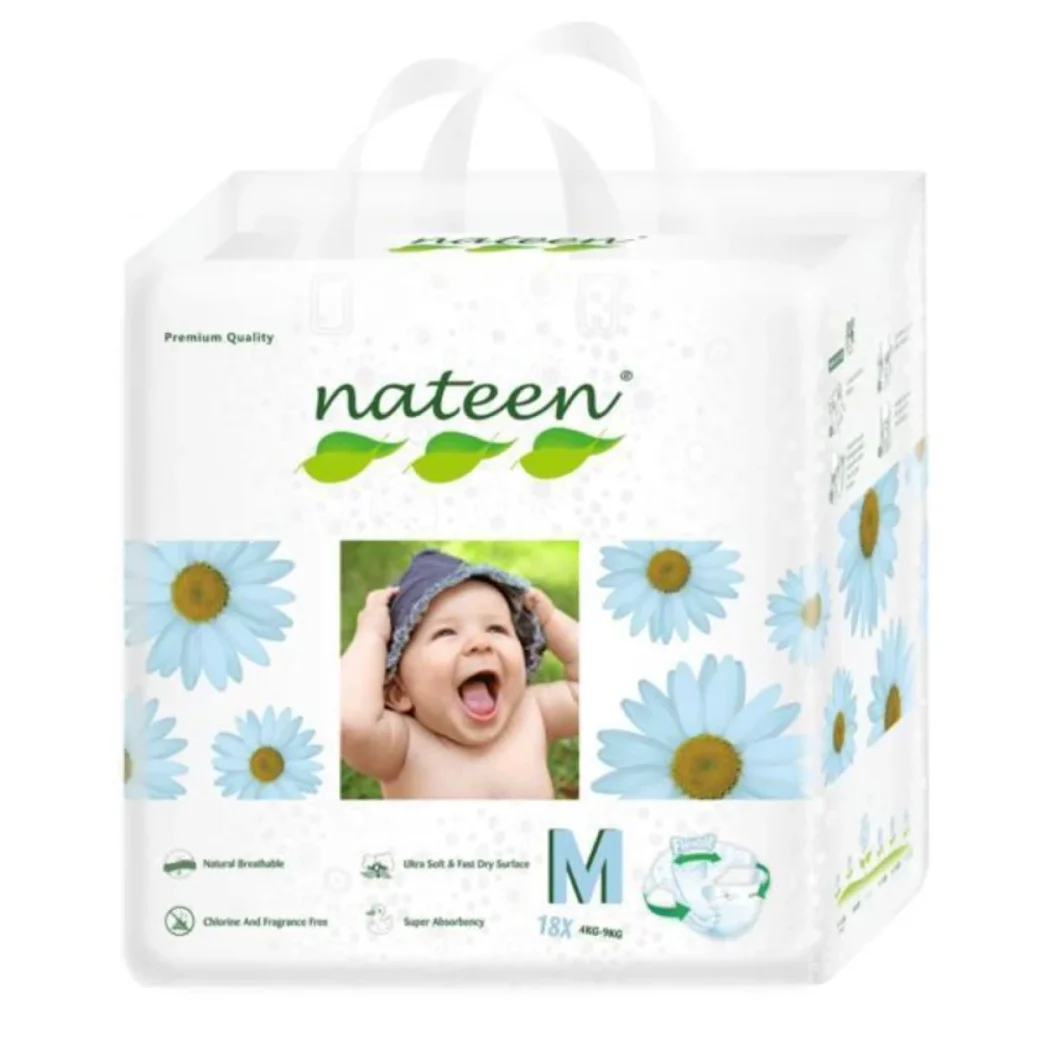 Биоразлагаемые экологичные подгузники Nateen Premium Line, размер 3 (4–9 кг), 18 шт.