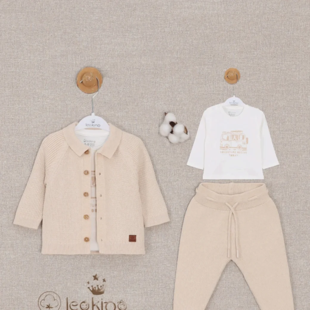Leo King Baby Boy Set Of 3 Pieces - Beige 8009/2