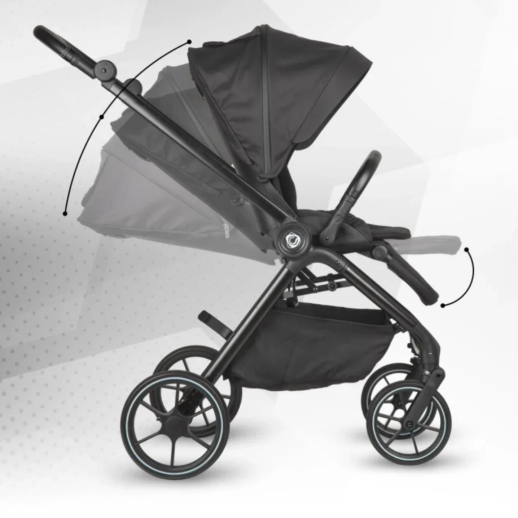 Коляска модульная 3в1 Coccolle Serry Jet black + автокресло iSize Coccolle Knox Greystone