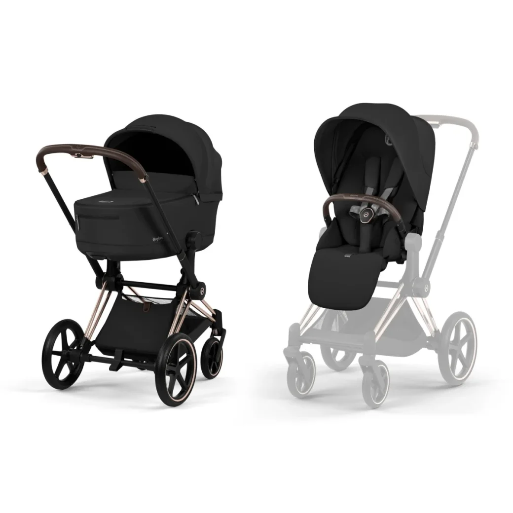 Carucior 2 in 1 Cybex Priam V colectia Platinum 2026 - Sepia Black, șasiu Rose Gold