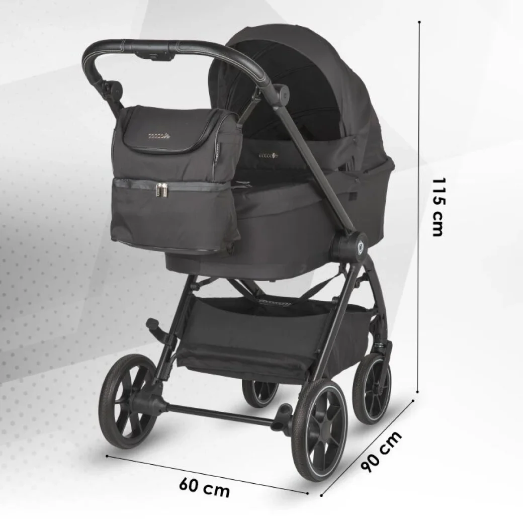 Коляска модульная 3в1 Coccolle Serry Jet black + автокресло iSize Coccolle Knox Greystone