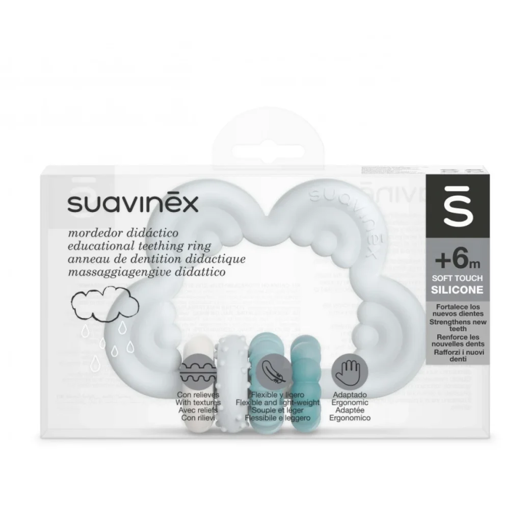 Suavinex Jucărie de dentiție din silicon cu zornăitoare STEP 3/albastru (8426420079563)