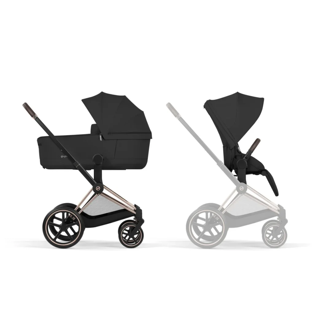 Carucior 2 in 1 Cybex Priam V colectia Platinum 2026 - Sepia Black, șasiu Rose Gold