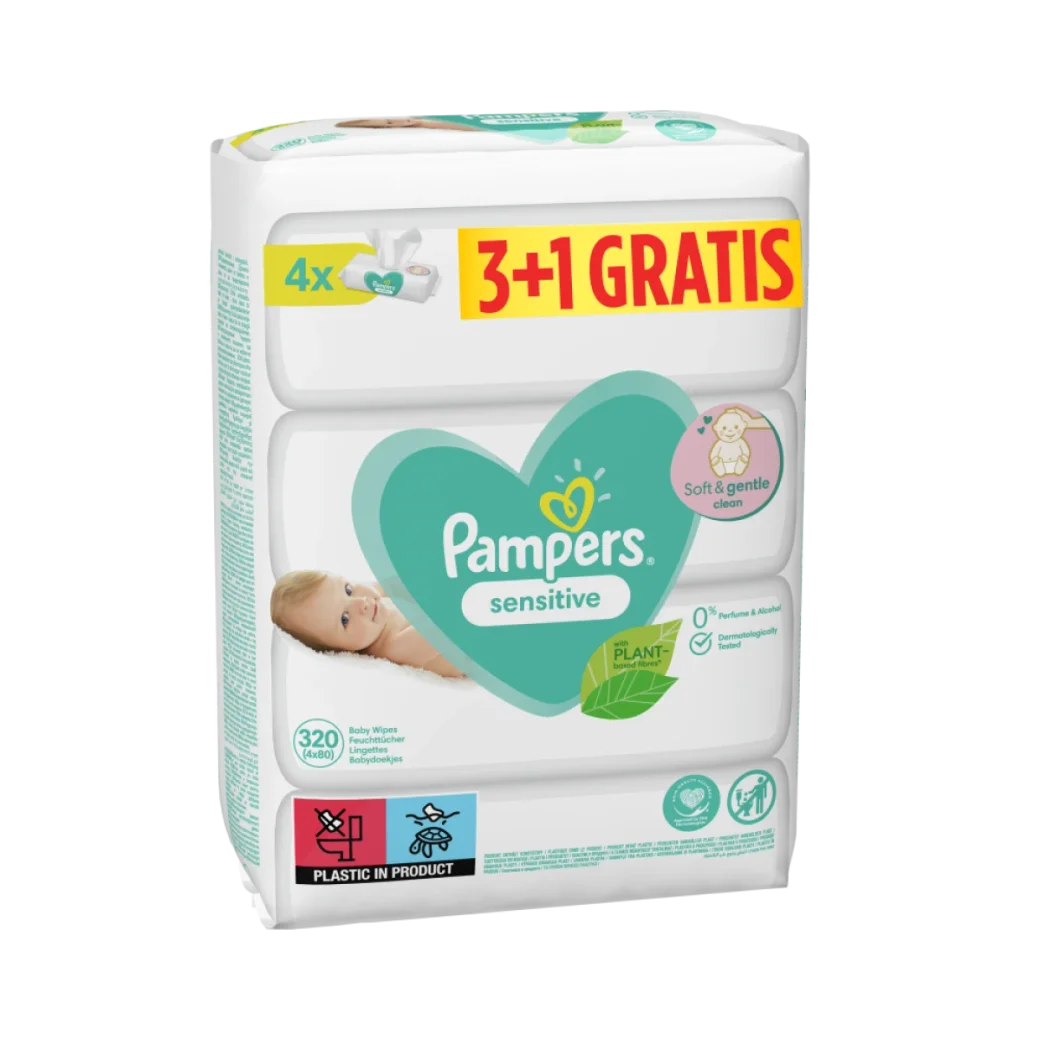 Servetele umede Pampers Sensitive, 4x80 buc.