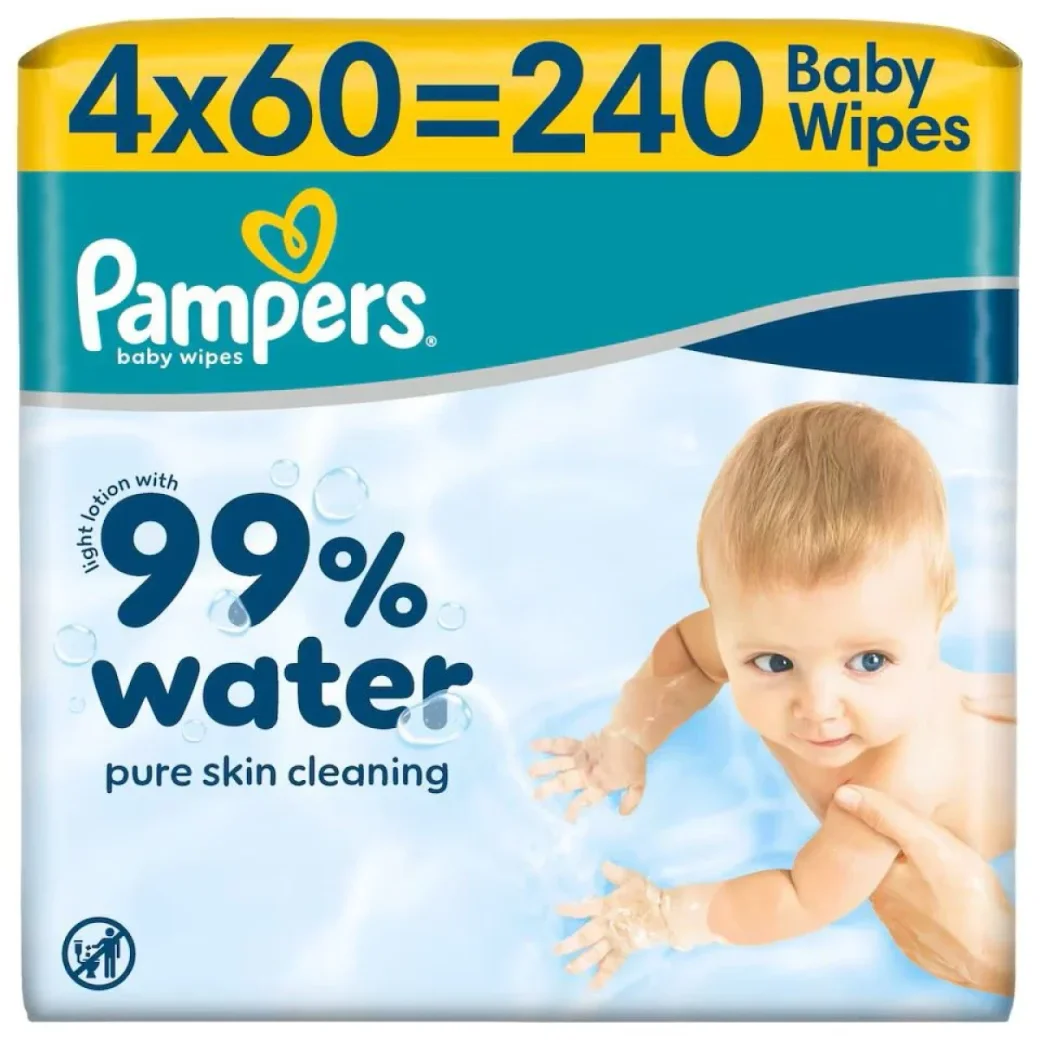 Влажные салфетки Pampers Wipes Water, 4x60 шт.
