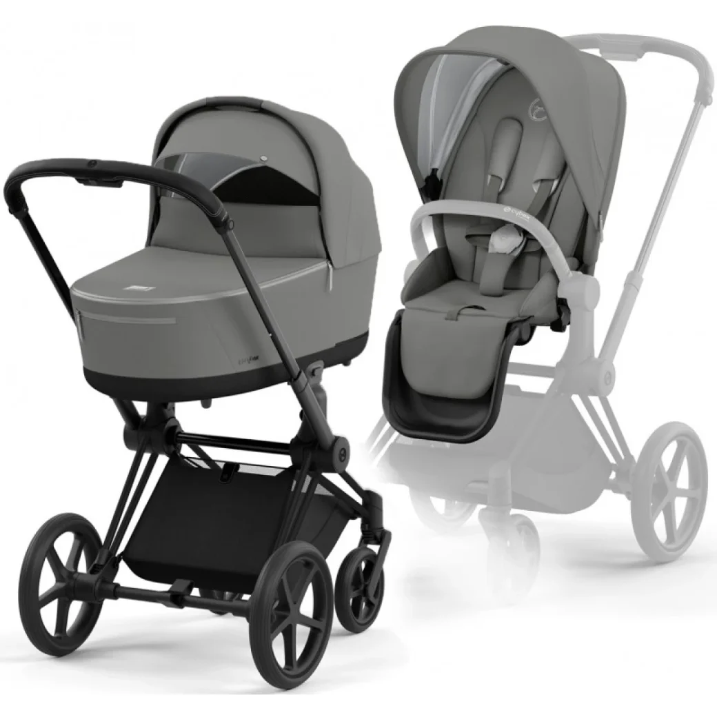 Cărucior 2 în 1 Cybex Priam Mirage Grey, șasiu Matt Black - Preț, Recenzii și Cumpărare Online