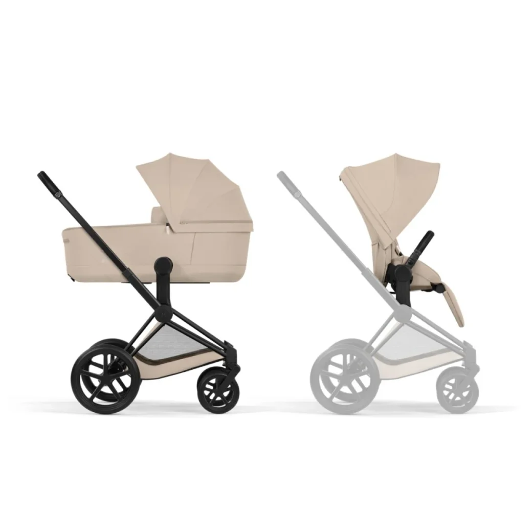 Carucior 2 in 1 Cybex Priam V colectia Platinum 2026 Cozy Beige cadru Matt Black