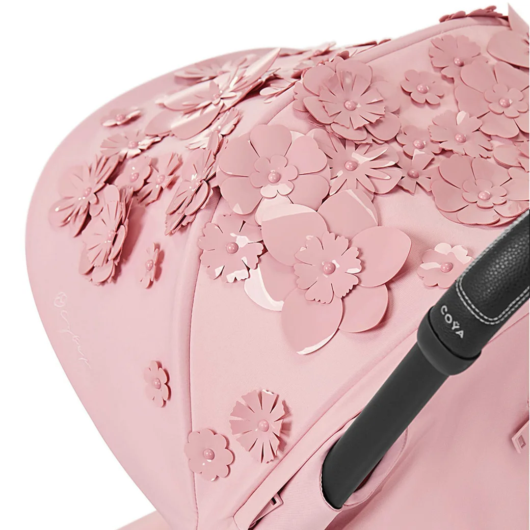Cybex Coya – Simply Flowers Pink cadru matt black
