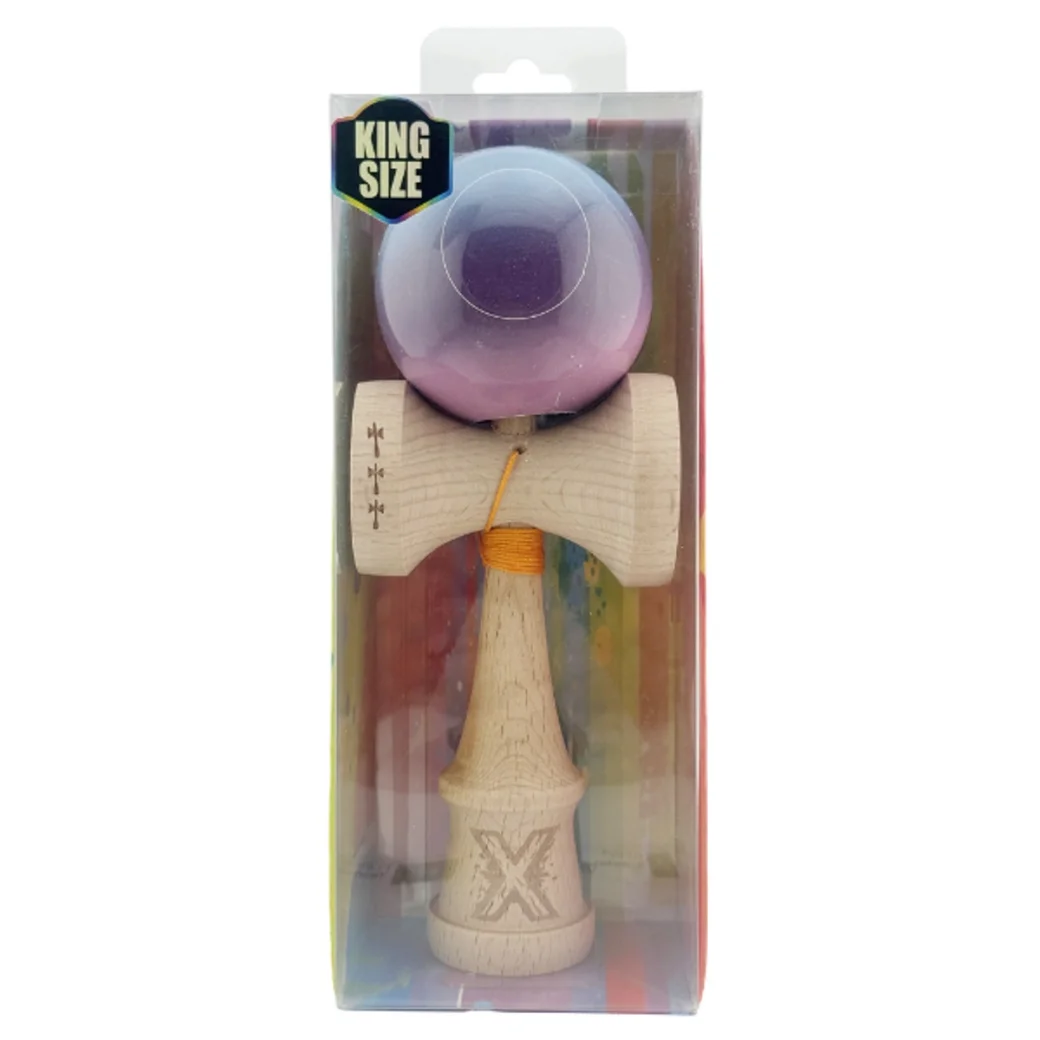 "Kendama Flippy X Original", profesională, 7 х 6 х 18 cm, ața 55 cm,cupe mari, gradient roz-mov