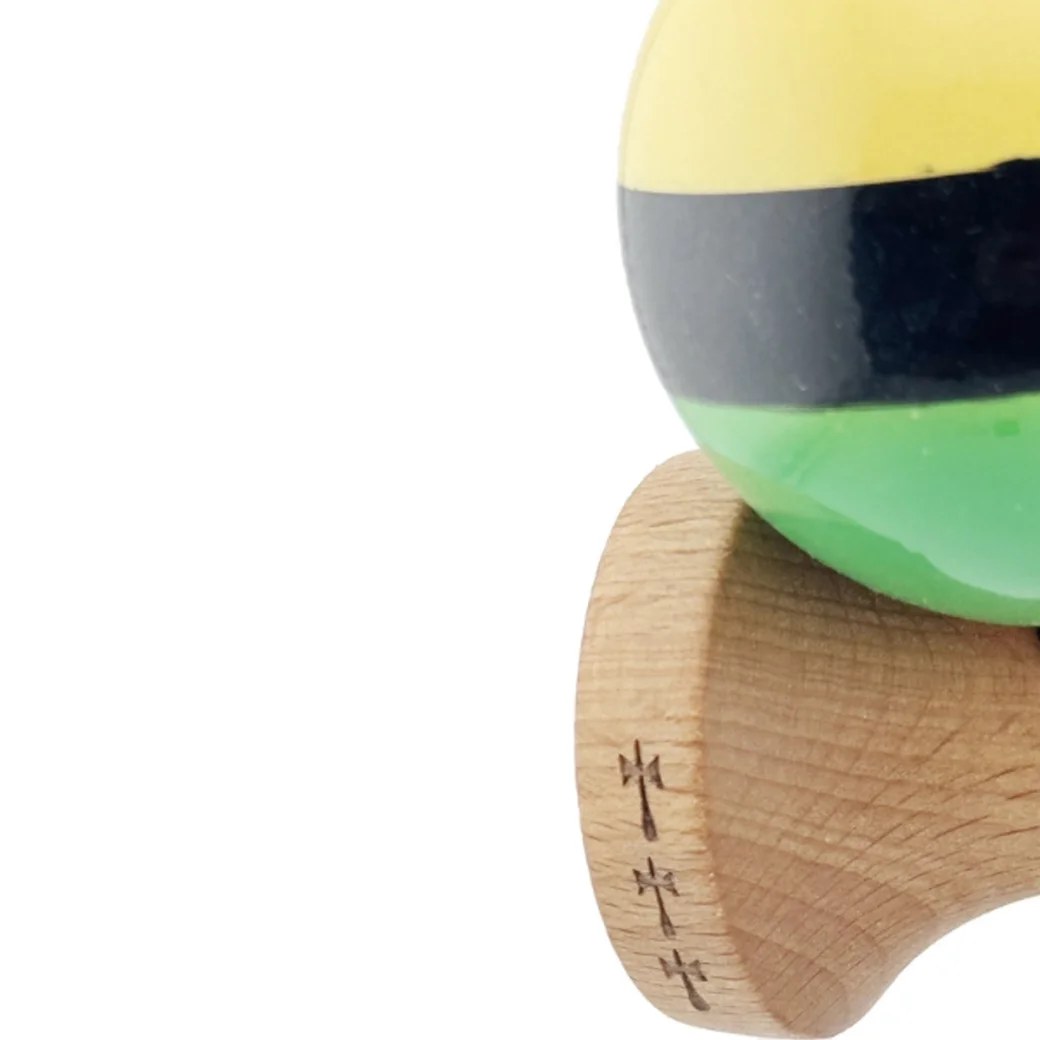 "Kendama X Original", Profesionala, Flippy, Rulment Metalic, Ața 55 cm, Ultra aderent, Cupe Mari, 7 x 6 x 18 cm, tricolor