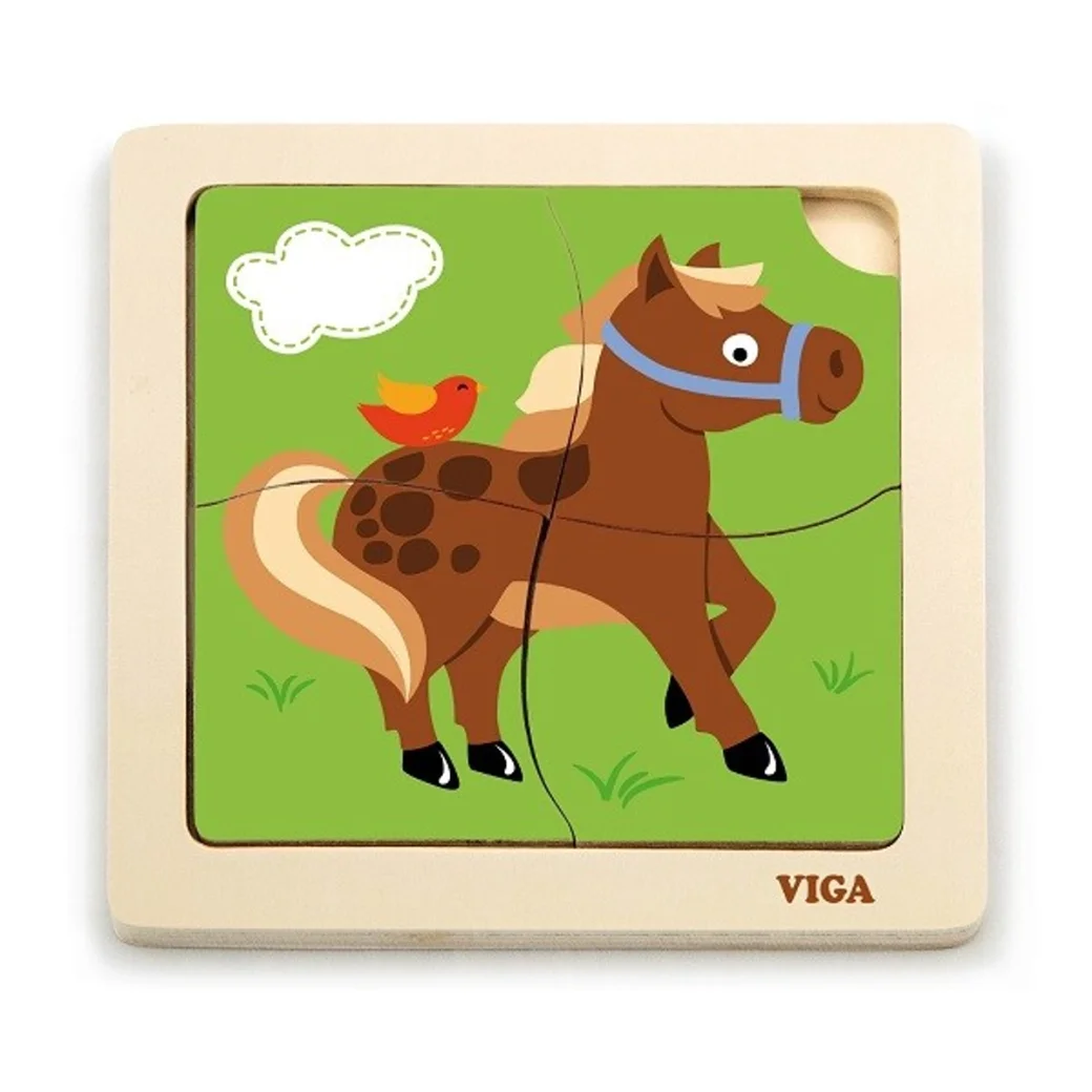 Mini-puzzle din lemn "Cal"