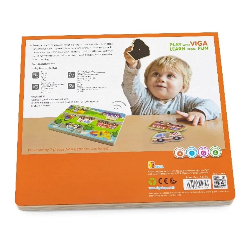 Puzzle tactil Mijloace de transport (cu sunet)