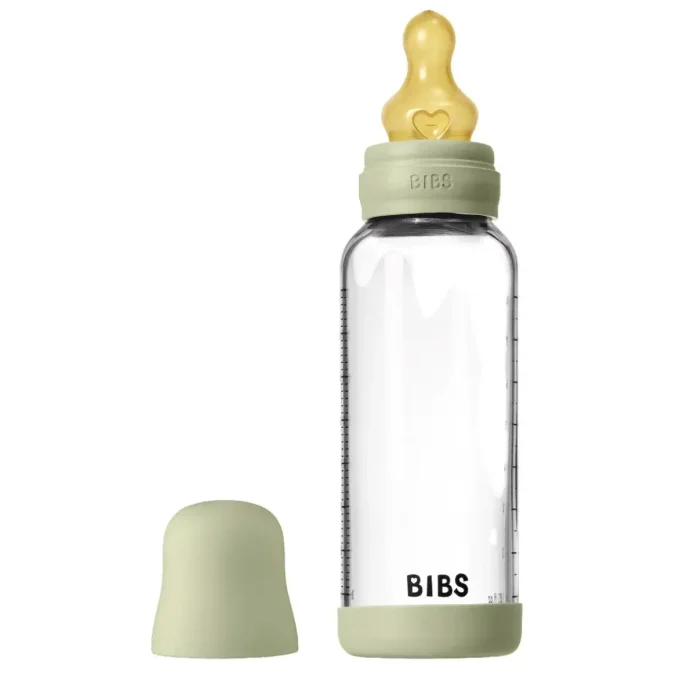 Biberon din sticla anticolici BIBS Sage cu tetina din latex 3+ luni, 240 ml foto